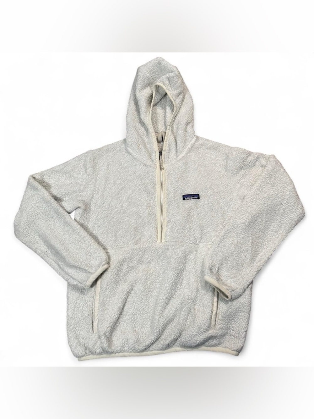 Patagonia Women’s White Hooded Los Gatos Half Zip Fleece Pullover Jacket Small